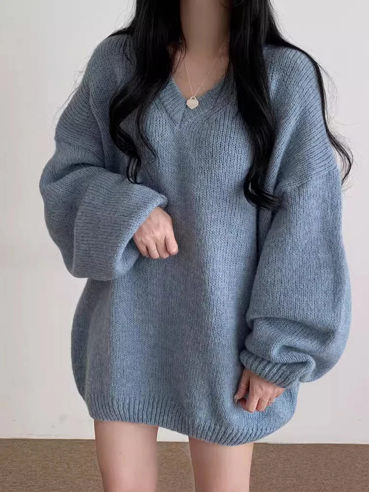 Korean V-Neck Knit Sweater