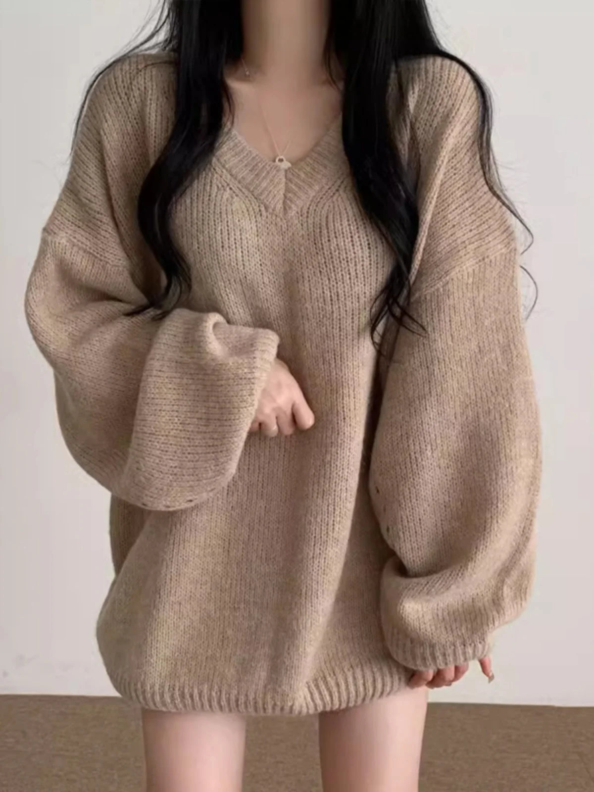 Korean V-Neck Knit Sweater